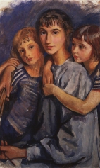 Автопортрет с дочерьми. 1911г.