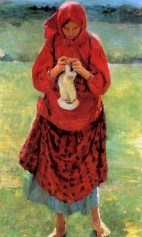 Крестьянская девушка с чулком. 1895 г