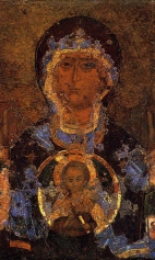 Богоматерь Знамение (1150-1169) (фрагмент). Центральная часть иконы