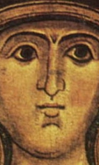 Мученица Ульяна (около 1250) (фрагмент). Лицо мученицы Ульяны