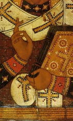 Никола Липенский (1294) (фрагмент). Нижняя половина иконы