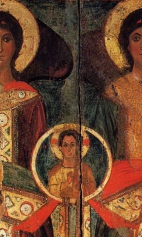 Собор Архангелов (1250-1299) (фрагмент). Верхняя половина центра иконы