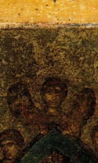 Успение (1250) (фрагмент). Верхняя часть иконы