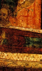 Успение (1250) (фрагмент). Срединная часть иконы