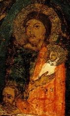 Успение (1250) (фрагмент). Иисус Христос с душой Богоматери на руках