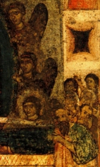 Успение (1250) (фрагмент). Апостолы и архангелы