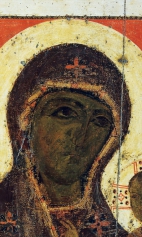 Богоматерь Одигитрия (Около 1250) (фрагмент). Верхняя половина иконы