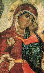 Богоматерь Толгская (1275-1299) (фрагмент). Верхняя половина иконы