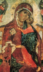 Богоматерь Толгская (1275-1299) (фрагмент). Центр иконы