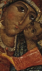 Богоматерь Толгская (1275-1299) (фрагмент). Лик Богоматери и младенца