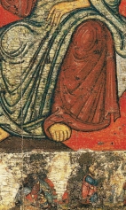 Илья пророк в пустыне, с житием и с деисусом (1250-1299) (фрагмент). Нижняя половина иконы