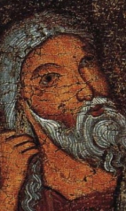 Илья пророк в пустыне, с житием и с деисусом (1250-1299) (фрагмент). Голова Ильи