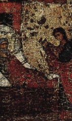Илья пророк в пустыне, с житием и с деисусом (1250-1299) (фрагмент). Илья и ангел