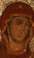 Богоматерь Максимовская (1299) (фрагмент). Голова Богоматери