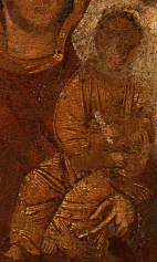 Богоматерь Максимовская (1299) (фрагмент). Силуэт младенца