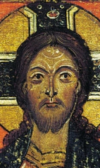Спас на престоле, с избранными святыми (1275-1299) (фрагмент). Голова Спаса