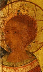 Богоматерь Одигитрия (1299) (фрагмент). Голова младенца