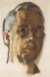 Сомов Константин Андреевич (1869-1939) , Автопортрет , 1928 год  , бумага, акварель