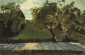 Сомов Константин Андреевич (1869-1939) , Зелёный склон за дорогой. Мартышкино , 1902 год  , холст, масло