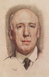 Сомов Константин Андреевич (1869-1939) , Портрет Ф.К. Сологуба , 1910 год  , бумага на картоне, акварель